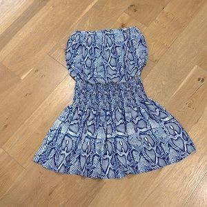 New with Tags Glam Small Strapless Blue/White Animal Print Dress